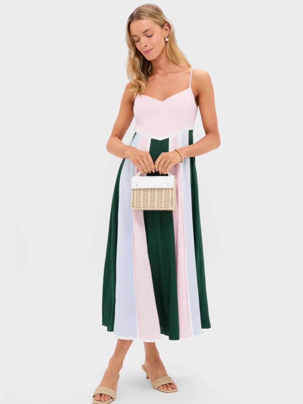 Tuckernuck Hyacinth House Pink, Green and Blue Striped Baxter Maxi Dress